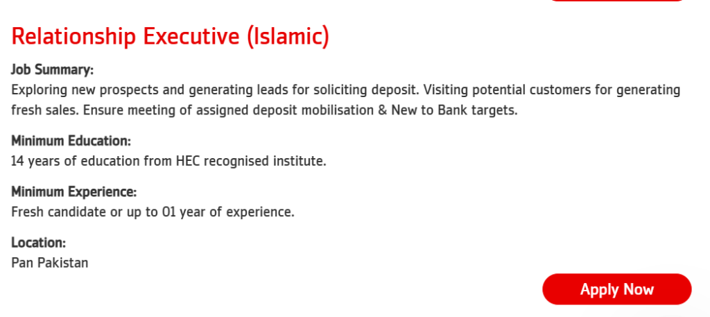 Jobs in Bank Alfalah Jobs For Fresh Graduates 2025 3 Bank Alfalah Relationship executive (islamic) jobs