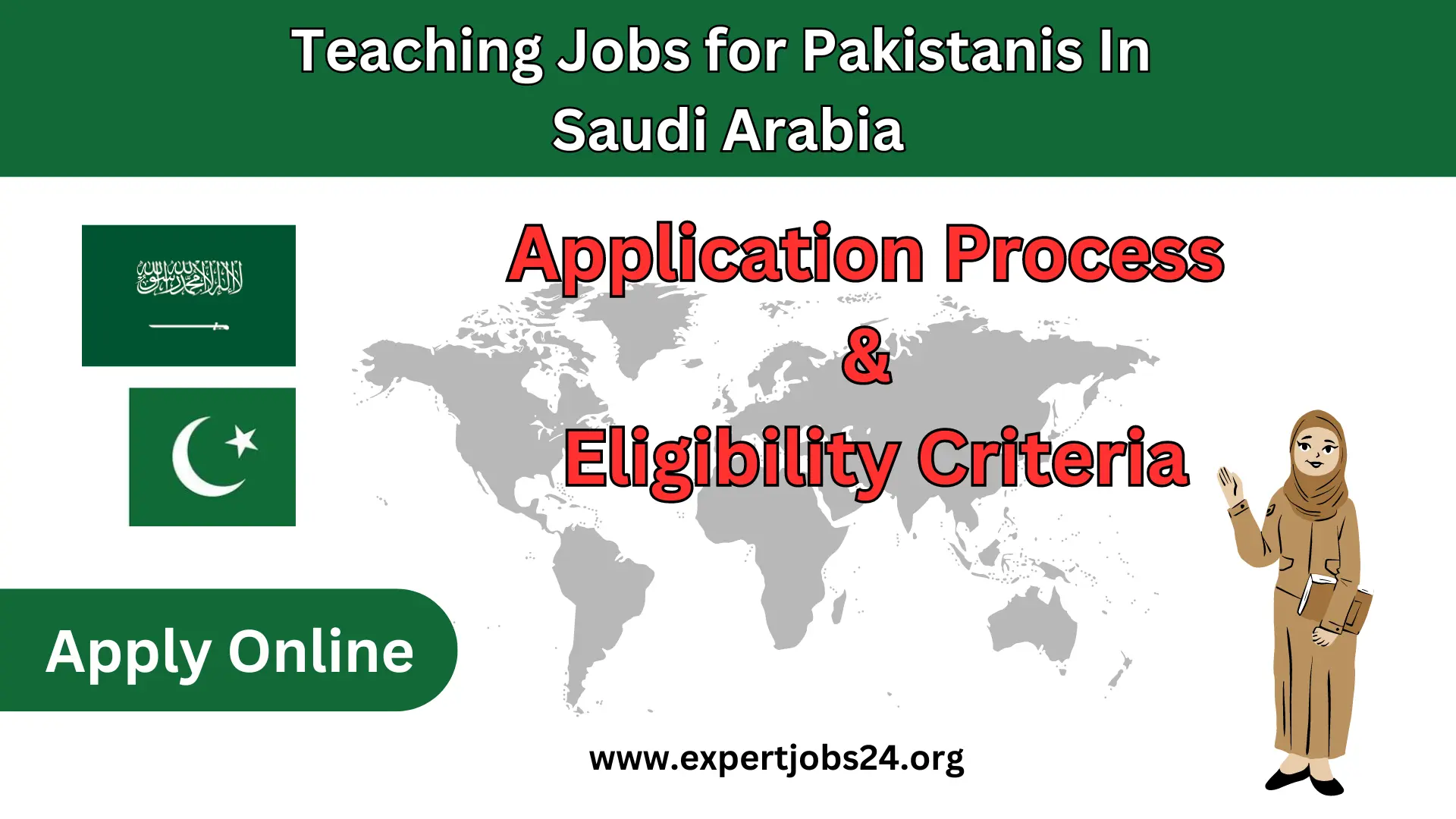 Teaching jobs in Saudi Arabia for Pakistanis feature image with pakistan and Saudi Arabia Flag