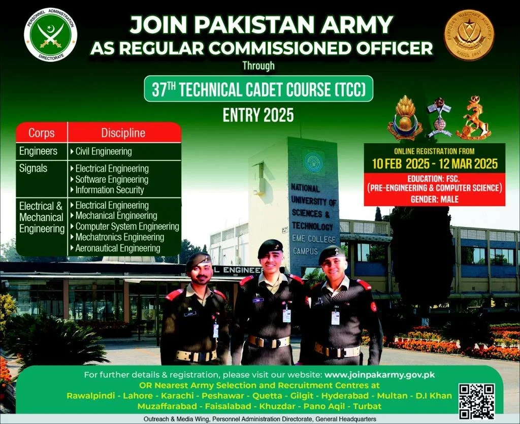 Latest Army Jobs Commissioned Officer Technical Cadet Course 2025 2 Latest army jobs technical cadet course