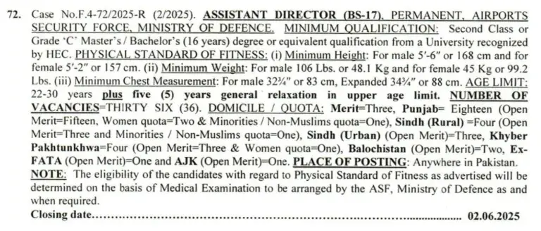 Latest ASF Jobs Online Apply 2025 Join ASF 2 ASF-Jobs-2025-Latest-Advertisement