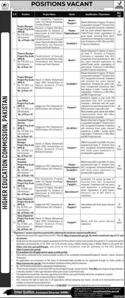 Latest HEC Jobs Online Apply 2025 via HEC Portal 2 Latest Higher education commission jobs advertisement image