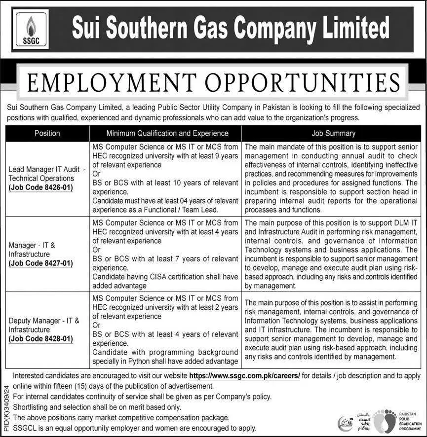 Southern Sui Gas Company SSGC Jobs Online Apply 2025 2 Latest SSGC Jobs advertisement image 2025